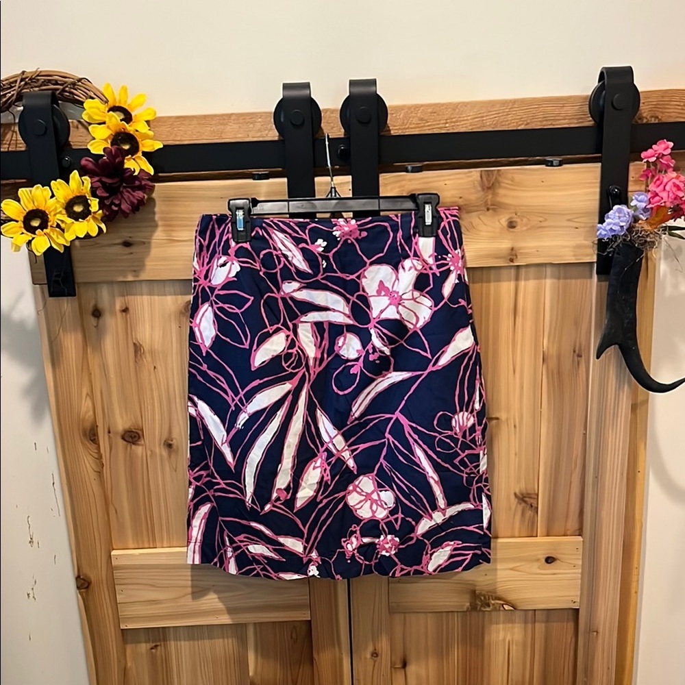 Bass Floral Mini Skirt in Navy and Pink